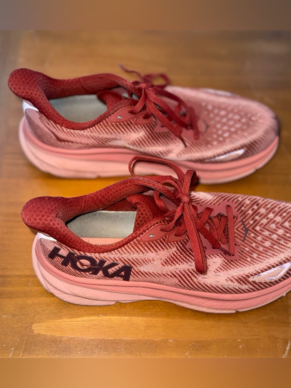 HOKA Clifton 9 Womens 8.5 B Pink Red Running Shoes Cushioned Walking Sneakers - Picture 11 of 11